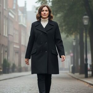 Vintage CCBC Peacoat Women's Size 12 Wool Coat Double Breasted Jacket Y2K Winter